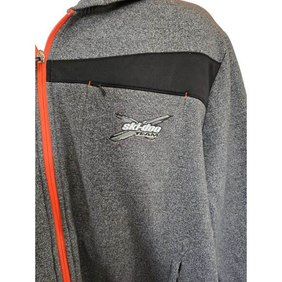 Ski-Doo Team Full-Zip Hoodie XL Mens Gray & Orange Warm Fleece - Picture 3 of 10